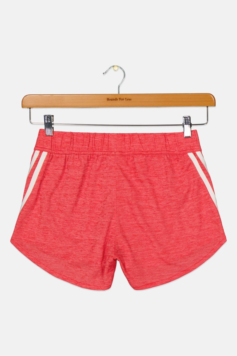 Adidas Kids Girl Brand Logo Outdoor Shorts, Red - Image 3